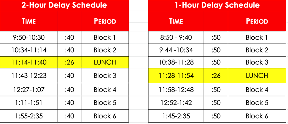 Inclement Weather Schedules